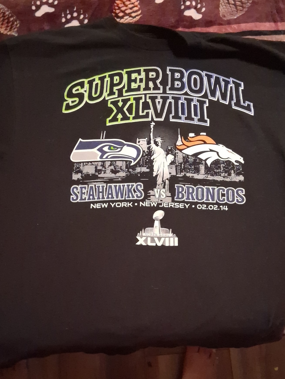 NFL Super Bowl XLVIII Seahawks vs Broncos Black Graphic Tee